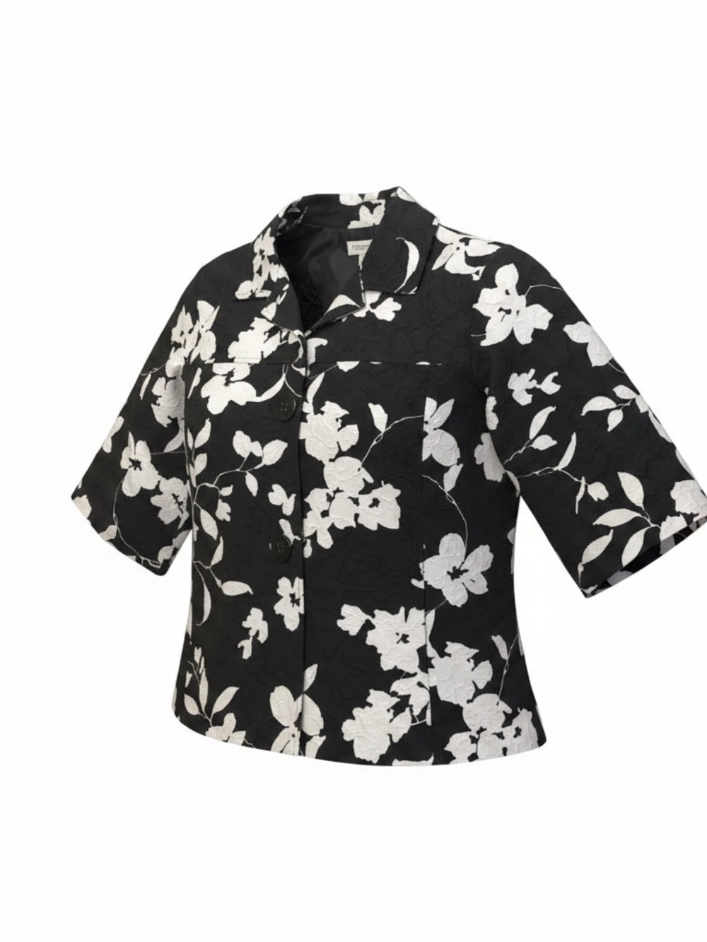 Coldwater Creek Women’s 18W Black White Floral Jacket Plus Size Button Front
